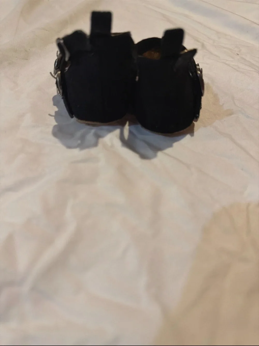 Kids Black T-Strap Dress Shoes with Gold Interior 0-3 months